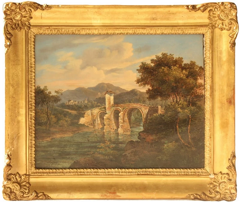   106-Giovanni Renica-Paesaggio montano con ponte